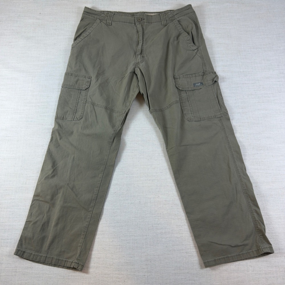 Wrangler Relaxed Fit Cargo Pants Mens 38x30 Olive Green Cotton Blend 70ABWBY